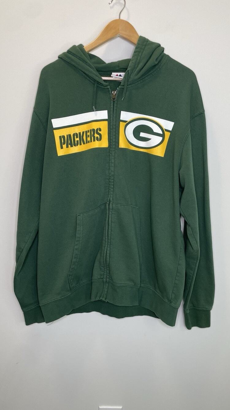 Majestic Green Bay Packers Zip Up Hoodie Green Football Wisconsin NFL Game XL